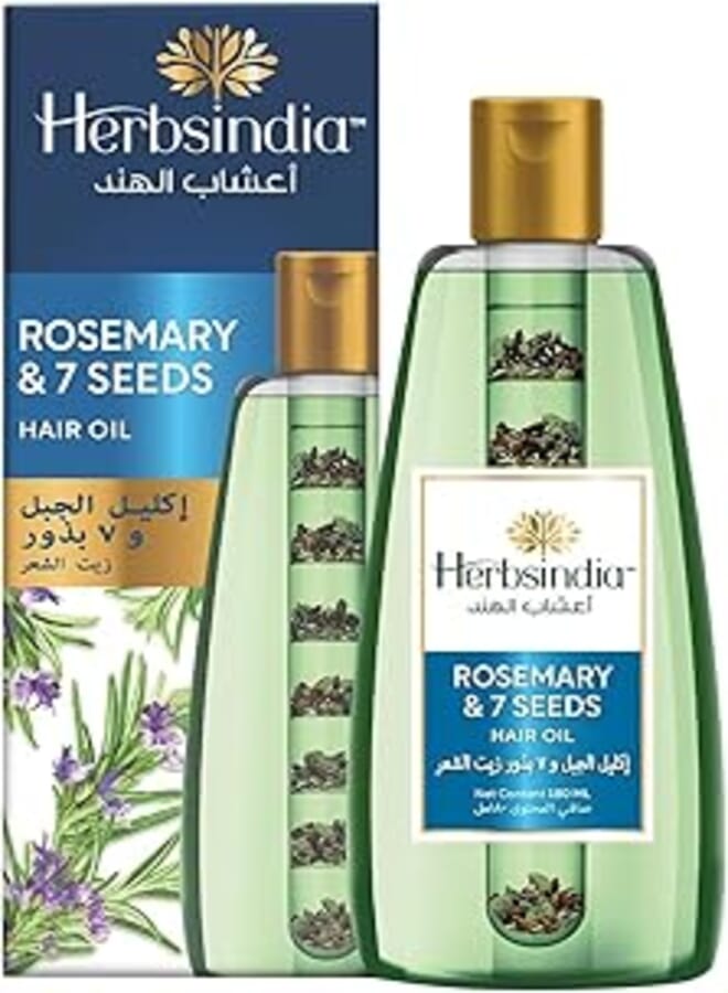 Herbsindia Rosemary & 7 Herbal Seeds Hair Oil With Nourish Tube | Makes Hair Longer & Shinier | Silicone & Paraben Free | 280ml