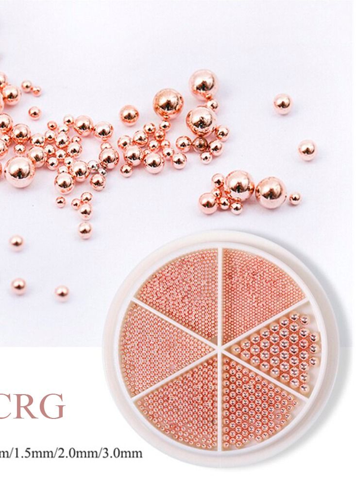 brunson إكسسوارات فن الأظافر كرات دقيقة 1 صندوق أحجام مختلطة كرات كافيار معدنية ذهبية وردية صغيرة من الفولاذ المقاوم للصدأ تصميم ثلاثي الأبعاد لزينة أظافر النساء أظافر اليدين والقدمين نصائح مانيكير تمائم - Image 2