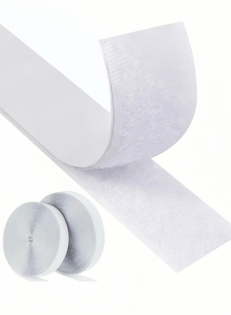 Lee Yon Hook and Loop Tape, Velcro Tape Adhesive Hook and Loop Strip Tape Self Adhesive Sticky Back Fastening Tape Heavy Duty Reusable Double Sided Sticky Back Fastening Tape, White, 8M * 2CM  - Image 1