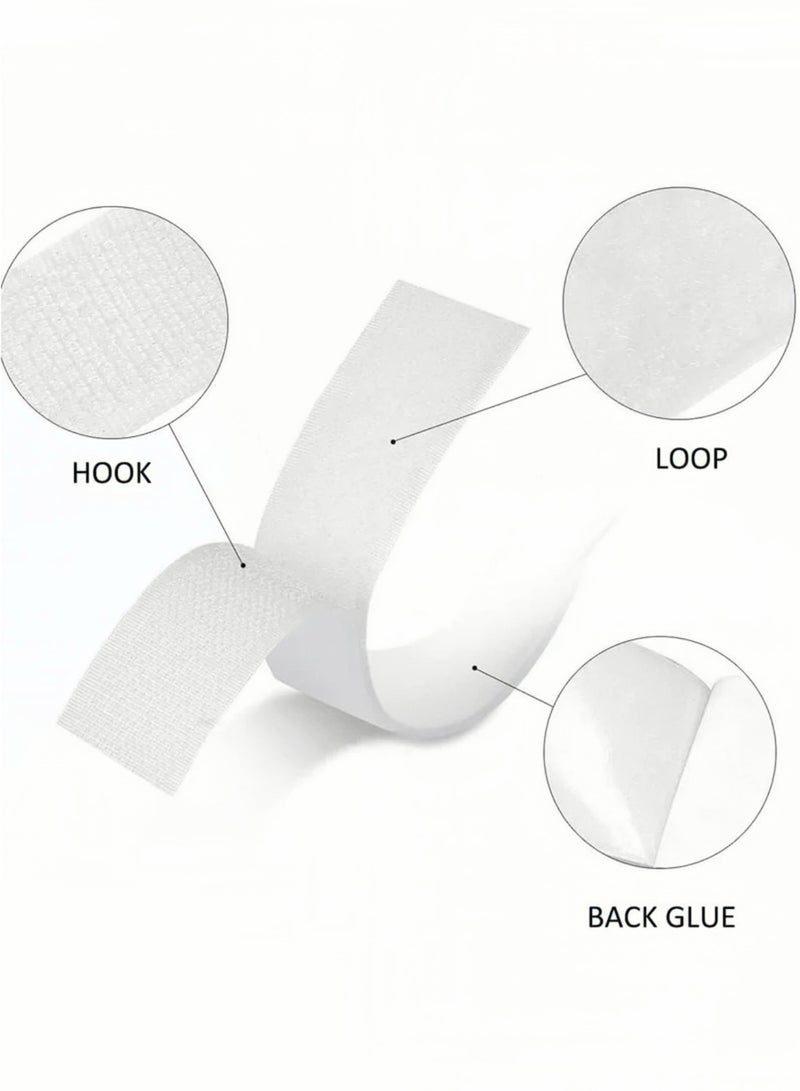 Lee Yon Hook and Loop Tape, Velcro Tape Adhesive Hook and Loop Strip Tape Self Adhesive Sticky Back Fastening Tape Heavy Duty Reusable Double Sided Sticky Back Fastening Tape, White, 8M * 2CM  - Image 2