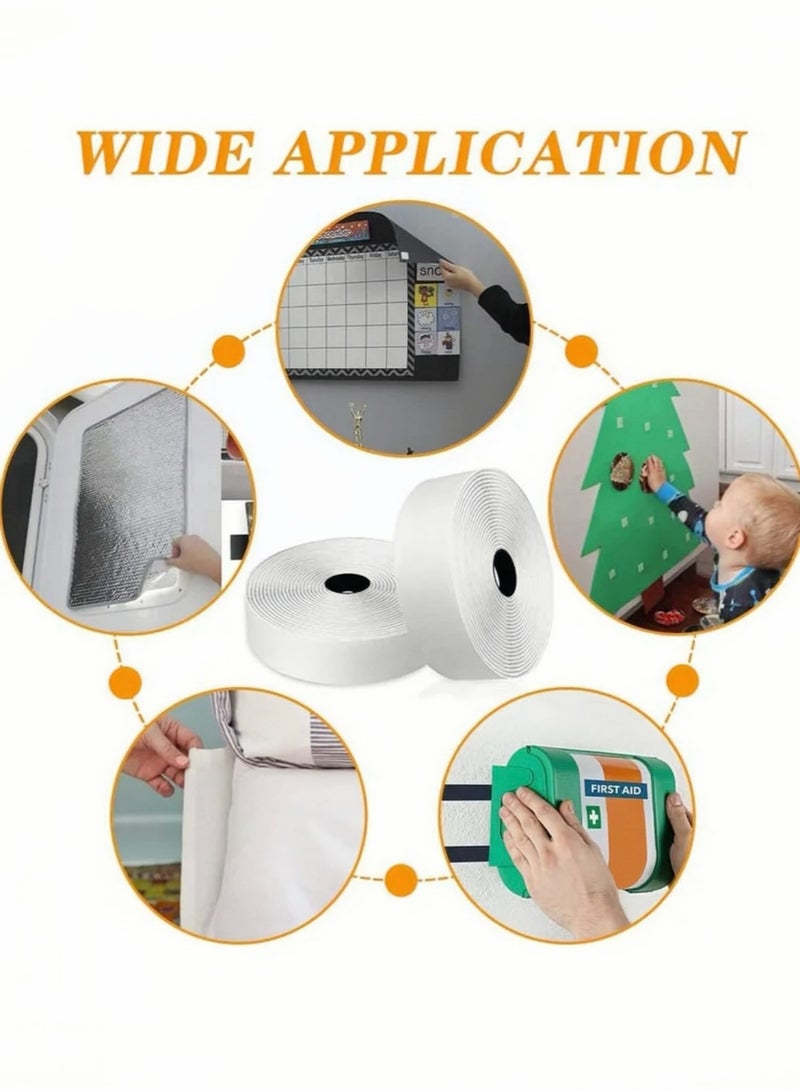 Lee Yon Hook and Loop Tape, Velcro Tape Adhesive Hook and Loop Strip Tape Self Adhesive Sticky Back Fastening Tape Heavy Duty Reusable Double Sided Sticky Back Fastening Tape, White, 8M * 2CM  - Image 3