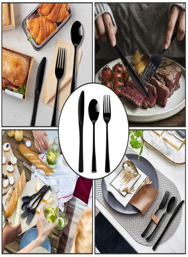 ALEXPRE 300 Pack Black Disposable Plastic Silverware Heavy Duty,Black Cutlery Set, Plastic Forks and Spoons Knives Utensils Set for Birthday Party Prom Night,Weddings,Halloween - Image 5