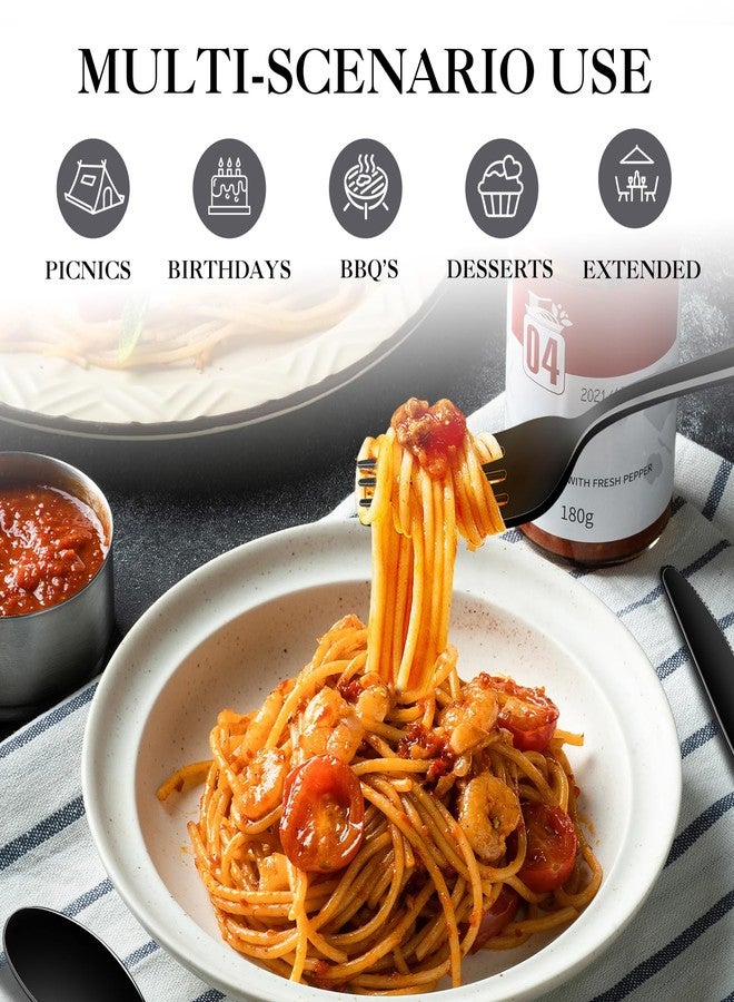 ALEXPRE 300 Pack Black Disposable Plastic Silverware Heavy Duty,Black Cutlery Set, Plastic Forks and Spoons Knives Utensils Set for Birthday Party Prom Night,Weddings,Halloween - Image 4
