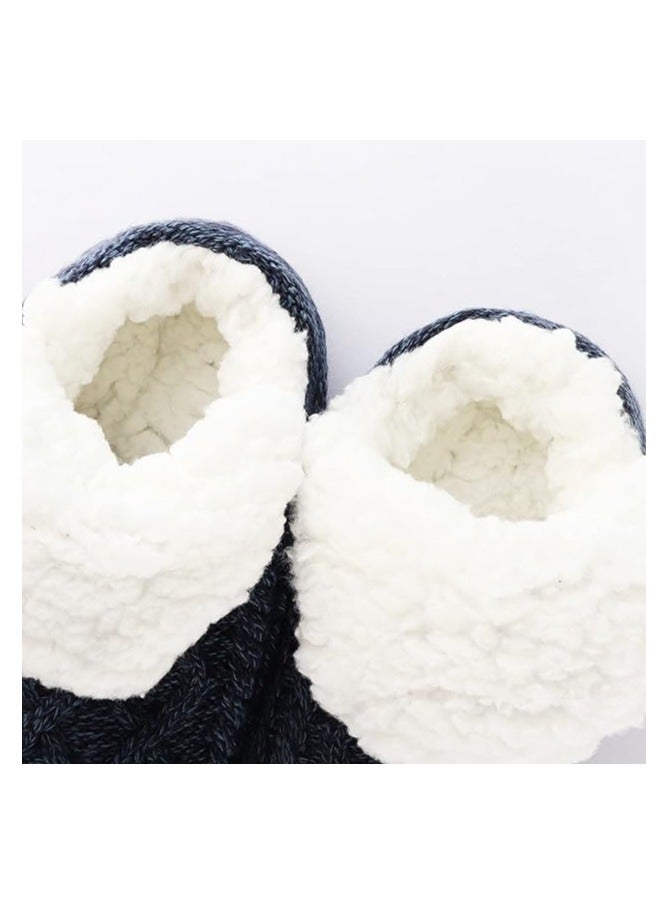 Fluffy Fleece Slipper Socks, Non-Slip Warm Winter Socks Cute Fleece-lined Slipper Socks Warm Indoor Slipper Socks Cozy Winter Non-Skid Socks Plush Socks Soft Fluffy Socks for Unisex in Home(Black) - Image 4