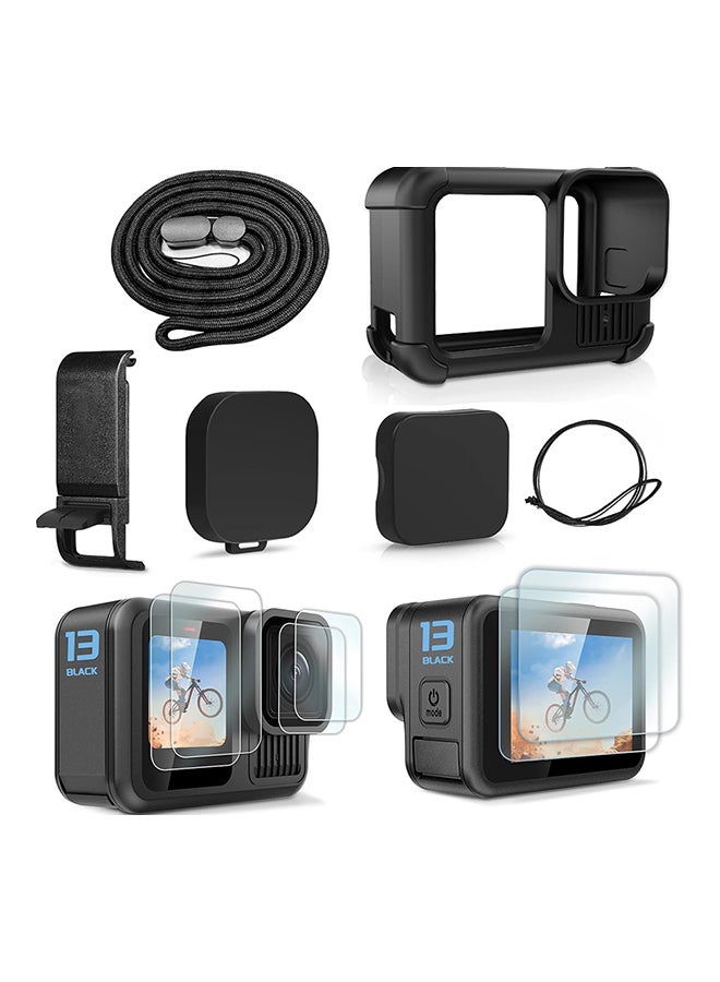 O Ozone Accessories Kit for Go Pro 13 Black, Protective Silicone Sleeve Rubber Case with Lens Cap+  Screen Protector + Battery Side Cover + Lanyard  - Image 1