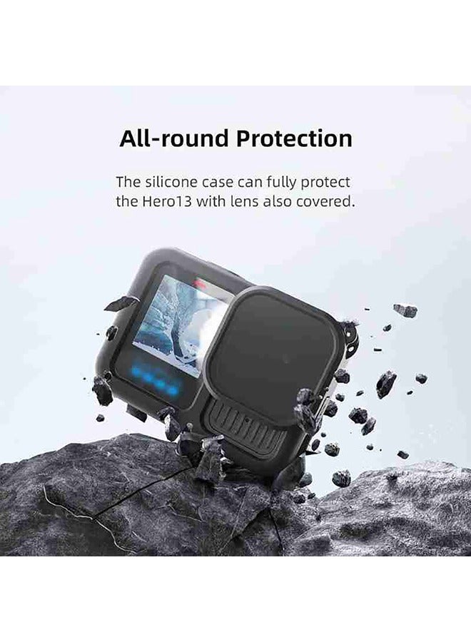 O Ozone Accessories Kit for Go Pro 13 Black, Protective Silicone Sleeve Rubber Case with Lens Cap+  Screen Protector + Battery Side Cover + Lanyard  - Image 4