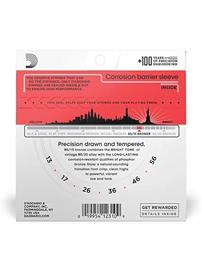 D'Addario Guitar Strings - Acoustic Guitar Strings - 85/15 Bronze - For 6 String Guitar - Full, Bright Tone - EZ930 - Medium, 13-56 - Image 3