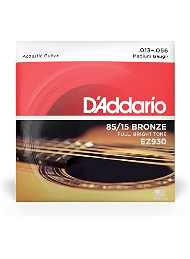 D'Addario Guitar Strings - Acoustic Guitar Strings - 85/15 Bronze - For 6 String Guitar - Full, Bright Tone - EZ930 - Medium, 13-56 - Image 2