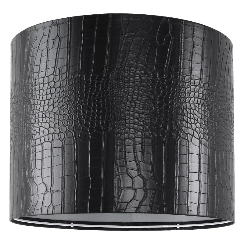 PIKOPIKO Black Reptile Print Drum Lamp Shade 13"Top x 13"Bottom x 10"High(Spider) Medium Modern Lamp Shades for Table & Bedside Lamp - Top and Bottom Self Trim Lampshades Replacement - Image 1