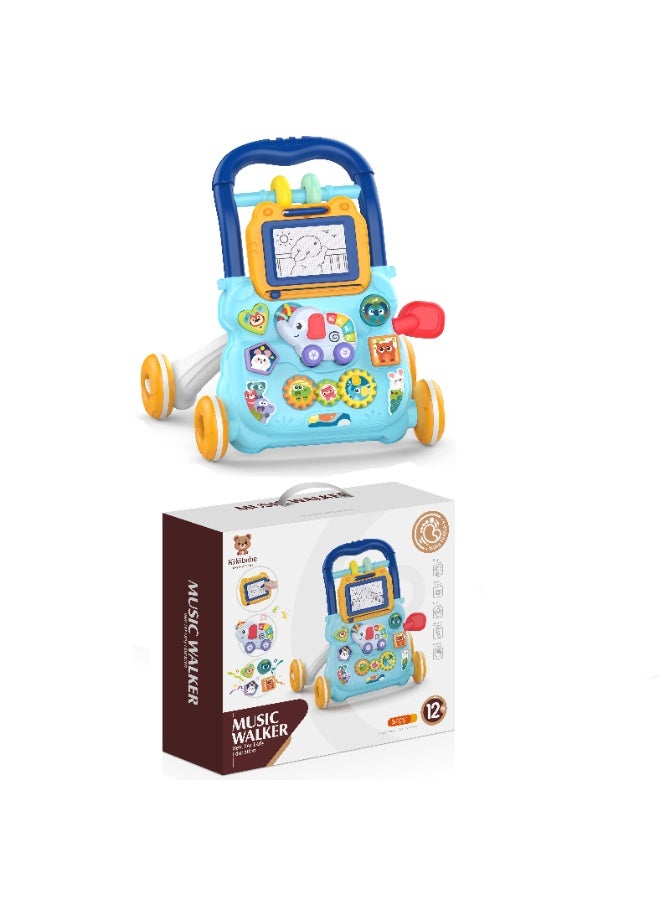 Kikibebe Multi-Functional Baby Walker with Stroller & Drawing Board – Speed Adjustment & Early Learning Features – Blue (3 to 12 Months) - Image 1