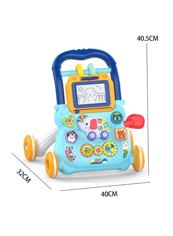 Kikibebe Multi-Functional Baby Walker with Stroller & Drawing Board – Speed Adjustment & Early Learning Features – Blue (3 to 12 Months) - Image 3