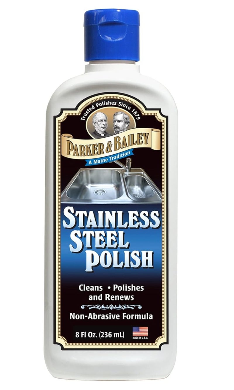 Parker & Bailey Stainless Steel Polish 8 Fl Oz - Non-Abrasive Formula to Clean, Polish & Renew | Protective Kitchen Appliance Cleaner for Sinks, Fridges & Ovens Made in USA - Image 1