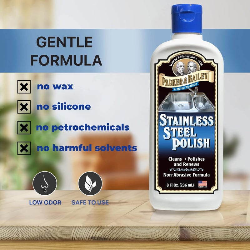 Parker & Bailey Stainless Steel Polish 8 Fl Oz - Non-Abrasive Formula to Clean, Polish & Renew | Protective Kitchen Appliance Cleaner for Sinks, Fridges & Ovens Made in USA - Image 5