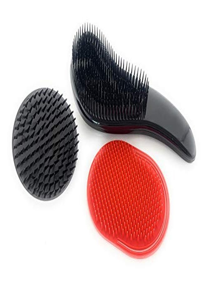 G.B.S Wave Detangling Hair Brush Set- Portable Hair Combs For Men, Women, Kids And Pets Gentle On Scalp For Home, Travel Pack Of 3 (1 Wave Detangling Brush, 1 Shampoo Brush, 1 Red Pocket Palm Brush) - Image 2