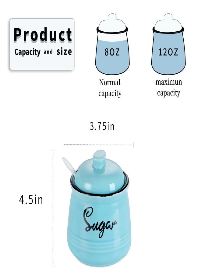 HAOTOP Farmhouse Porcelain Sugar Bowl with Lid and Spoon 12oz,Easy to Clean (Turquoise) - Image 5