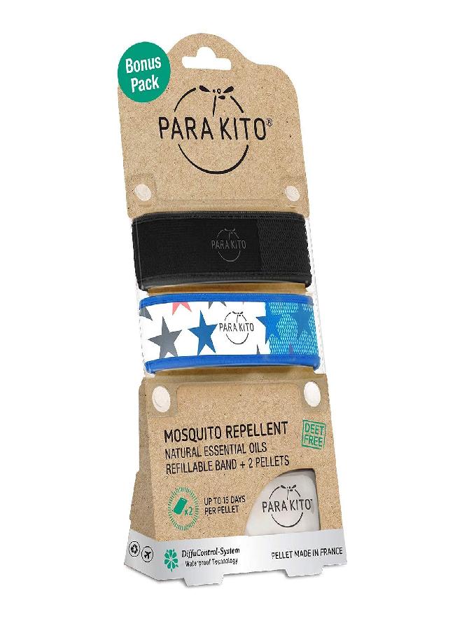 Para'Kito Mosquito Repellent Pack - 2 Wristbands | 2 Refills (Black + Stars) - Image 5