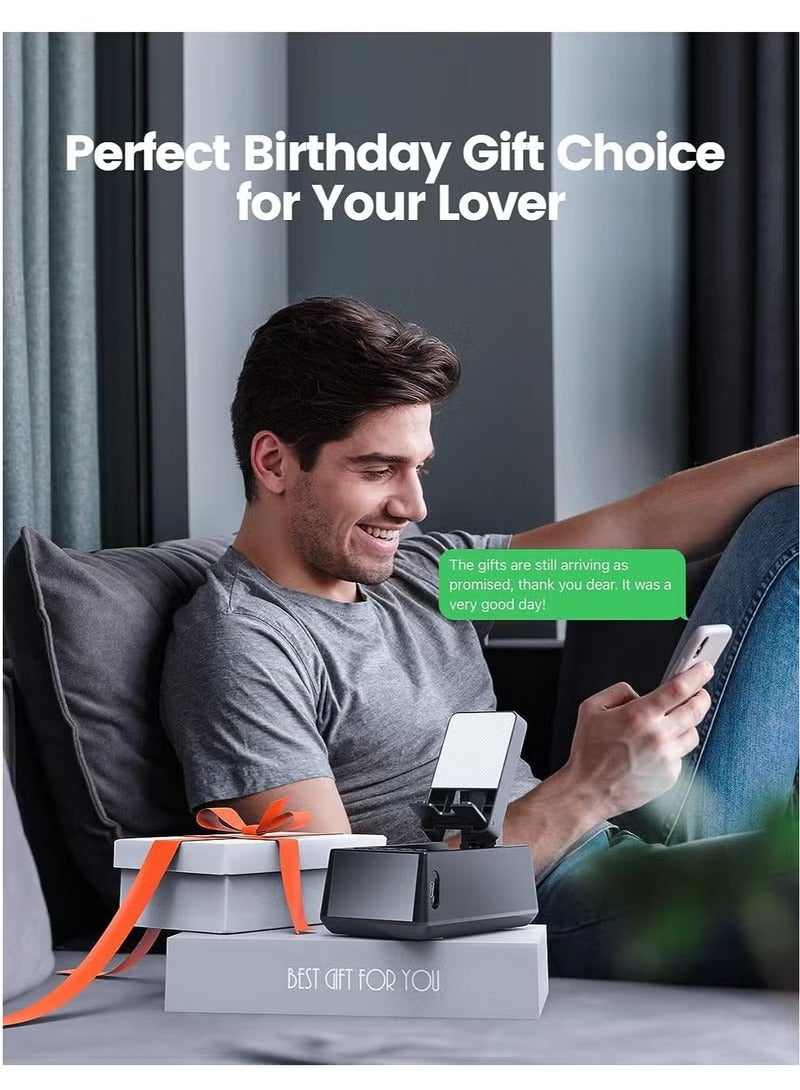 Cell Phone Stand Bluetooth Speakers, Cool Tech Kitchen Gadgets, Adjustable Phone Holder with LED Digital Alarm Clock, HD Surround Sound, Compatible for iPhone/Samsung/iPad Tablet  - Image 2