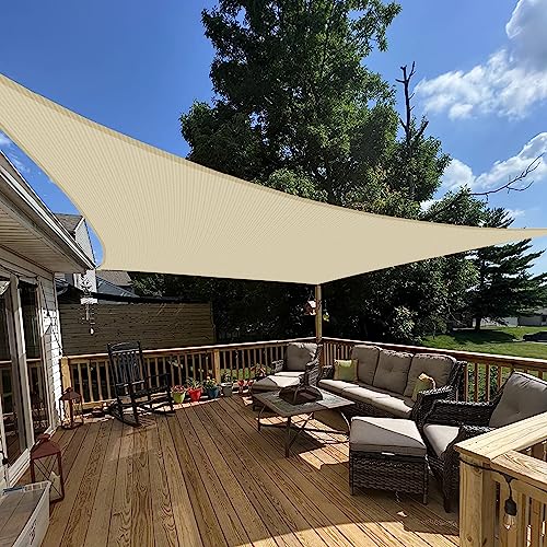 EK E&K Sunrise 10' x 12' Sun Shade Sail Rectangle Canopy Shade Cover UV Block for Patio Backyard Garden Outdoor (Beige) - Image 1