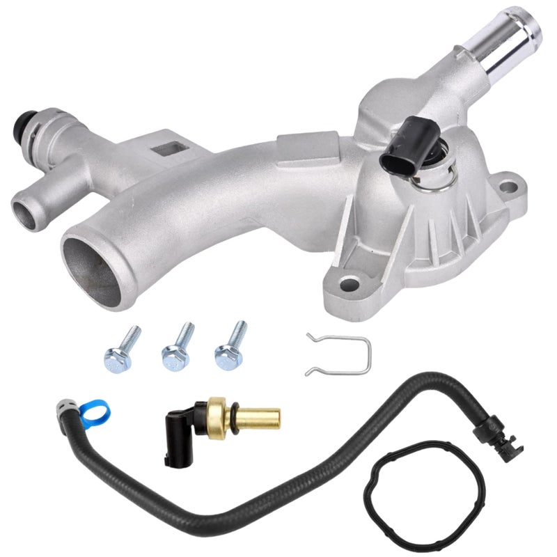 Upgraded Aluminum Coolant Housing Water Outlet 25193922 902846 Engine Coolant Water Outlet Compatible with 20112020 Chevy Cruze Sonic Trax Volt Encore 14L
