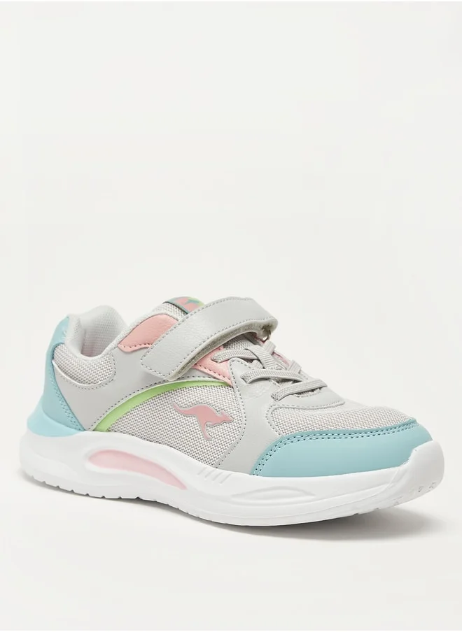 كانغاروس Girls' Colourblock Sports Shoes with Hook and Loop Closure