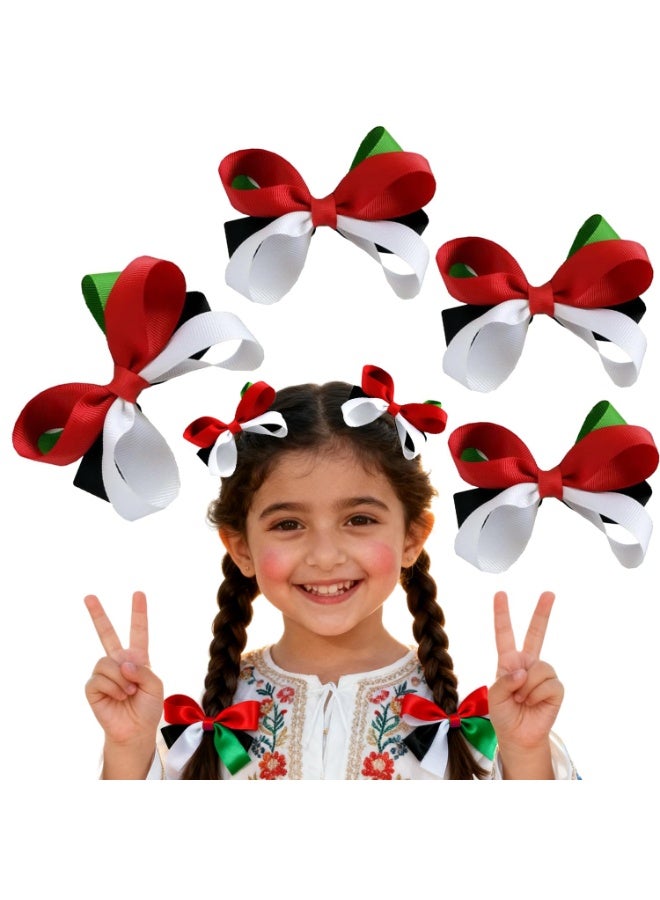 4 Pack UAE Headband Bow Hair Clips – UAE National Flag Hair Accessories – 10cm Flag Color Bows for Boys & Girls – UAE National Day & Flag Day Celebration Accessories - Image 1
