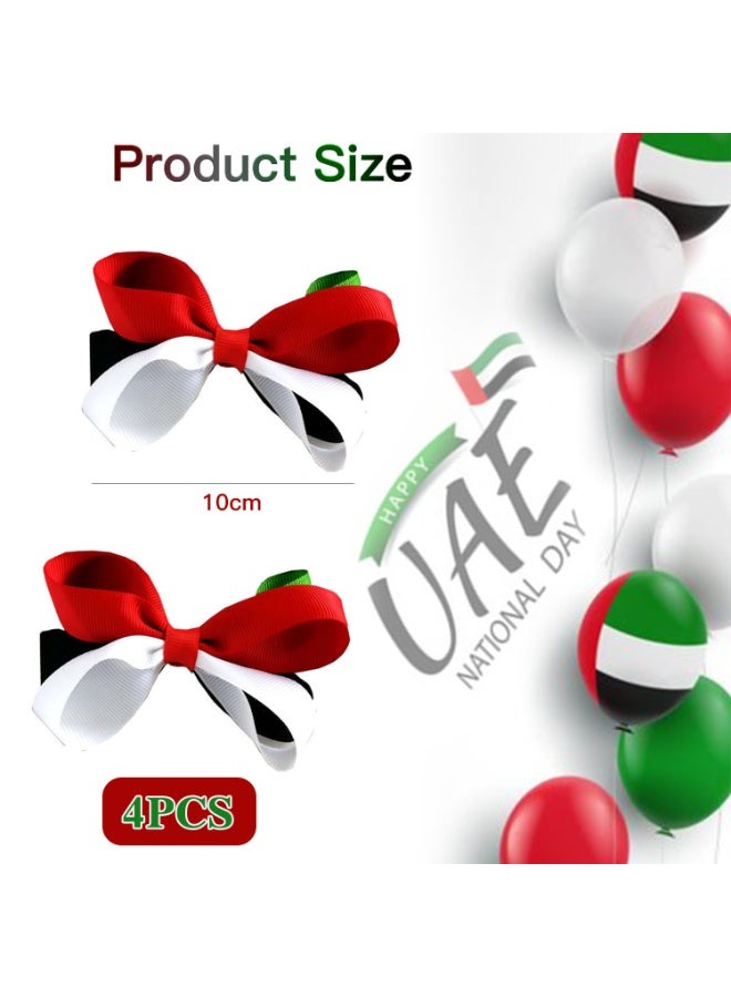 4 Pack UAE Headband Bow Hair Clips – UAE National Flag Hair Accessories – 10cm Flag Color Bows for Boys & Girls – UAE National Day & Flag Day Celebration Accessories - Image 2