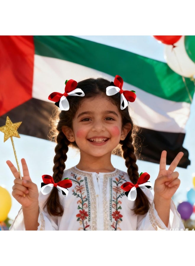 4 Pack UAE Headband Bow Hair Clips – UAE National Flag Hair Accessories – 10cm Flag Color Bows for Boys & Girls – UAE National Day & Flag Day Celebration Accessories - Image 4