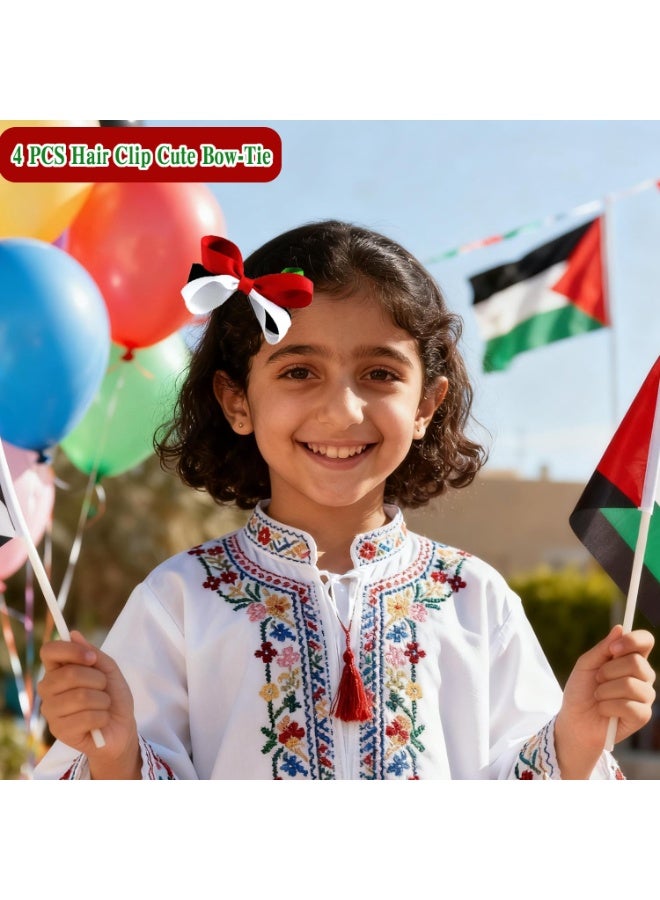 4 Pack UAE Headband Bow Hair Clips – UAE National Flag Hair Accessories – 10cm Flag Color Bows for Boys & Girls – UAE National Day & Flag Day Celebration Accessories - Image 3