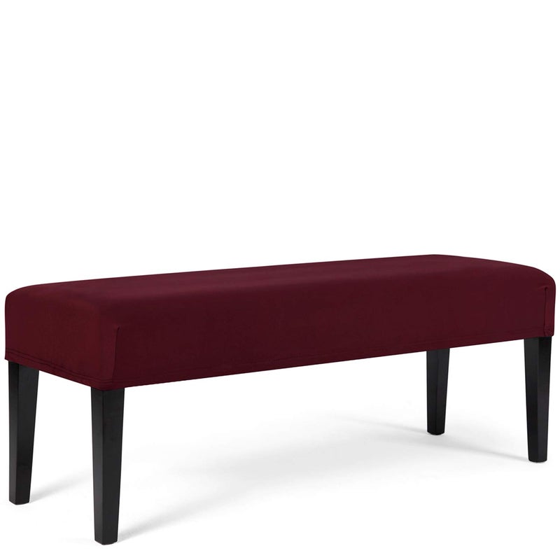 WOMACO Dining Room Bench Covers Stretch Spandex Upholstered Bench Seat Cushion Slipcovers for Kitchen Dining Bench Seat Protector Wine Medium