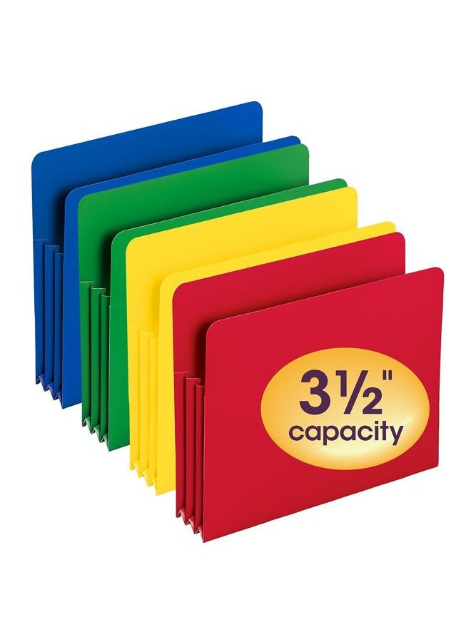 Smead Poly File Pocket, Straight-Cut Tab, 3-1/2" Expansion, Letter Size, Assorted Colors, 4 per Box (73500) - Image 5