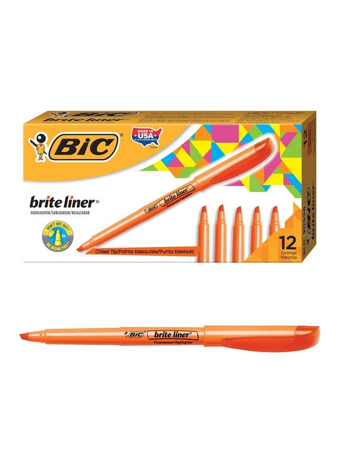 Bic BIC Brite Liner Highlighters, Chisel Tip, 12-Count Pack of Orange Highlighters, Ideal Highlighter Set for Organizing and Coloring  - Image 1