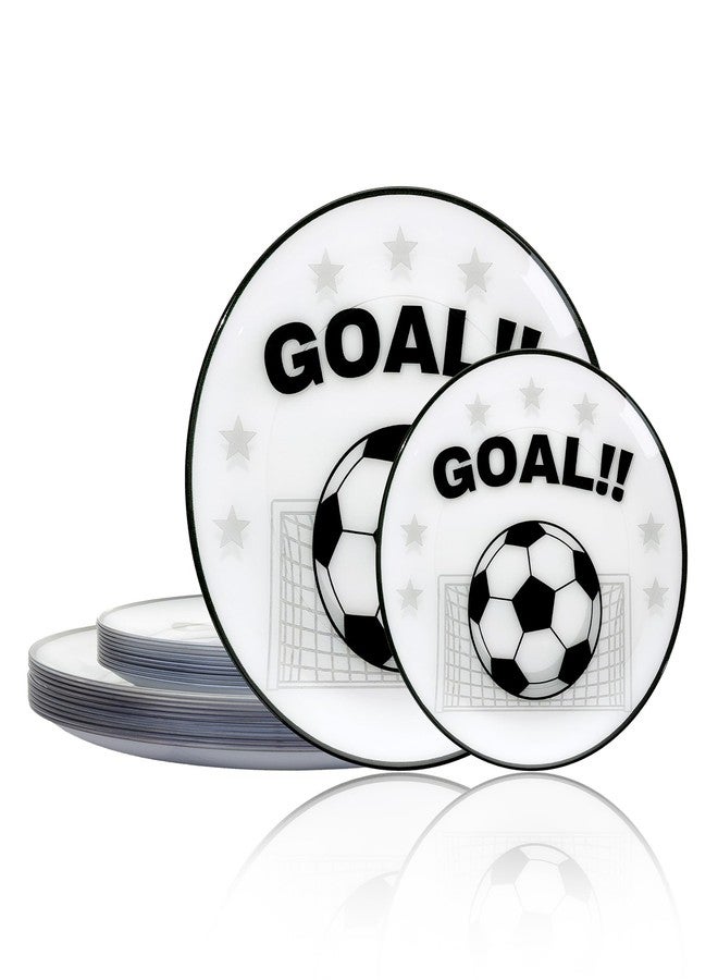 I00000 20 Pcs Plastic Soccer Plates - Heavy Duty Disposable Plates for Global Soccer Celebration Party Supplies include 10.25" Dinner Plate& 7.5" Dessert Plate for Soccer Party - Image 1