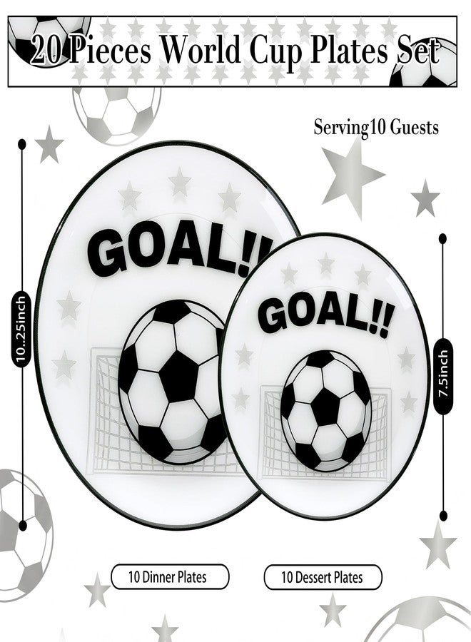 I00000 20 Pcs Plastic Soccer Plates - Heavy Duty Disposable Plates for Global Soccer Celebration Party Supplies include 10.25" Dinner Plate& 7.5" Dessert Plate for Soccer Party - Image 2