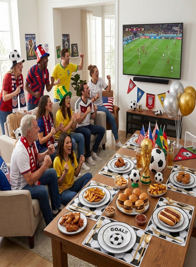 I00000 20 Pcs Plastic Soccer Plates - Heavy Duty Disposable Plates for Global Soccer Celebration Party Supplies include 10.25" Dinner Plate& 7.5" Dessert Plate for Soccer Party - Image 4