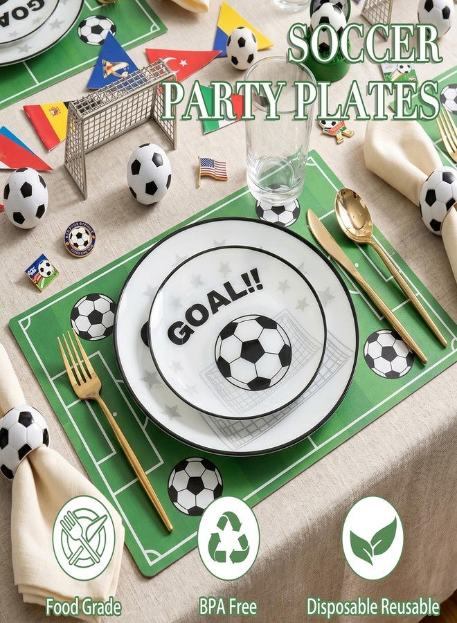 I00000 20 Pcs Plastic Soccer Plates - Heavy Duty Disposable Plates for Global Soccer Celebration Party Supplies include 10.25" Dinner Plate& 7.5" Dessert Plate for Soccer Party - Image 5