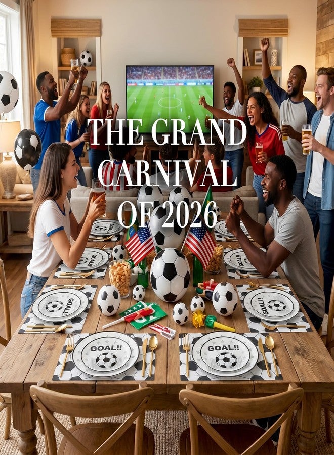I00000 20 Pcs Plastic Soccer Plates - Heavy Duty Disposable Plates for Global Soccer Celebration Party Supplies include 10.25" Dinner Plate& 7.5" Dessert Plate for Soccer Party - Image 3