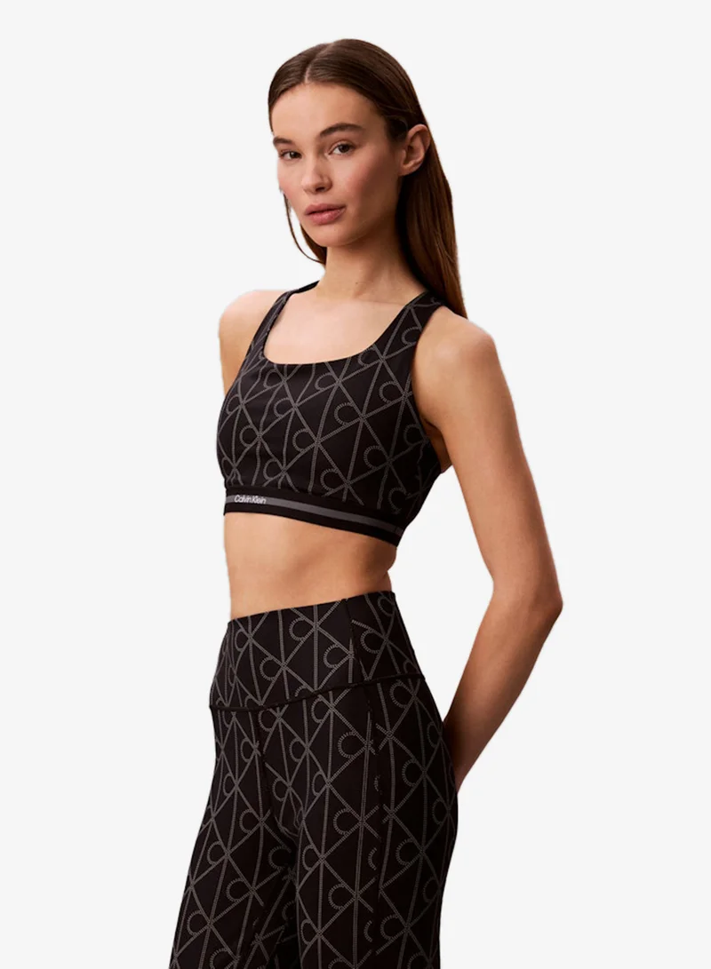 Calvin Klein Sports 20282 DOTTED EMBLEM LARGE BLACK Icon Sport Medium Support Printed Bra for Women | Best Price UAE