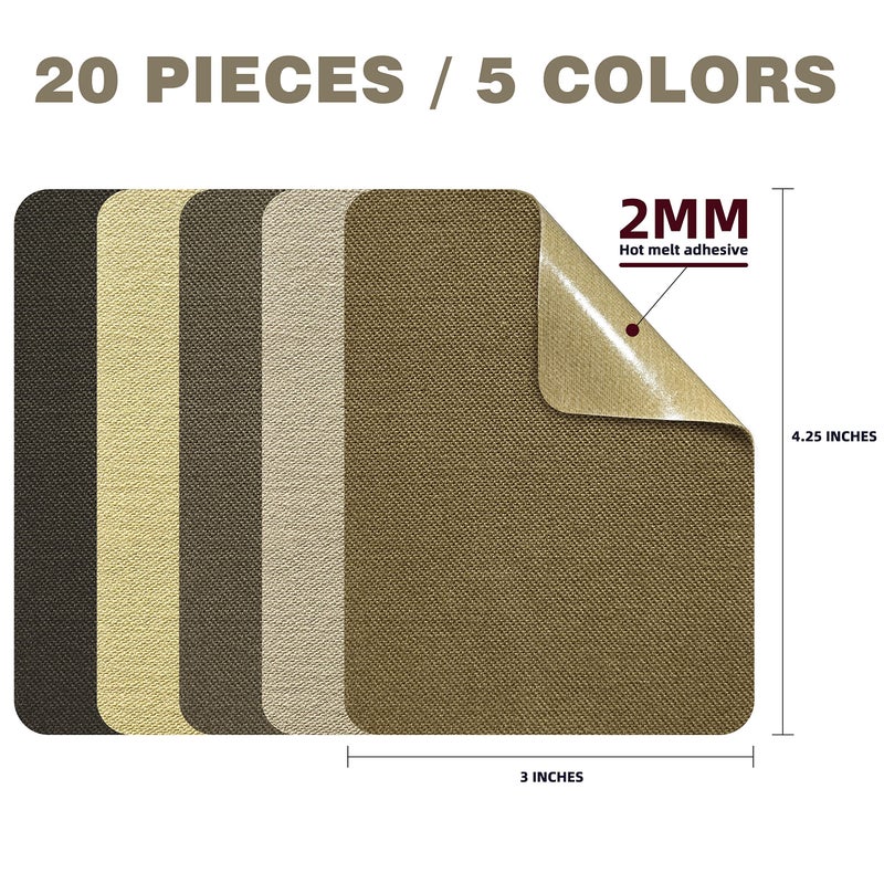 KING MOUNTAIN Iron-on Repair Patch 20 Pcs Pack,3" x4-1/4 100% Cotton Iron-on Repair Patch, 5 Shades of Clothing Repair and Decoration Kit (Five Browns) - Image 2