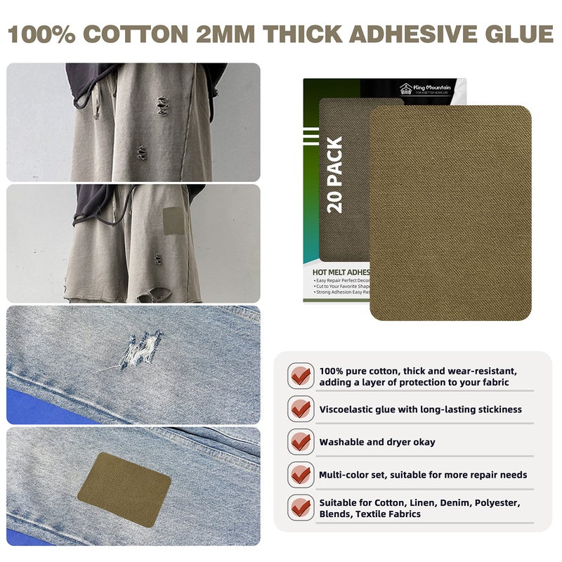 KING MOUNTAIN Iron-on Repair Patch 20 Pcs Pack,3" x4-1/4 100% Cotton Iron-on Repair Patch, 5 Shades of Clothing Repair and Decoration Kit (Five Browns) - Image 3