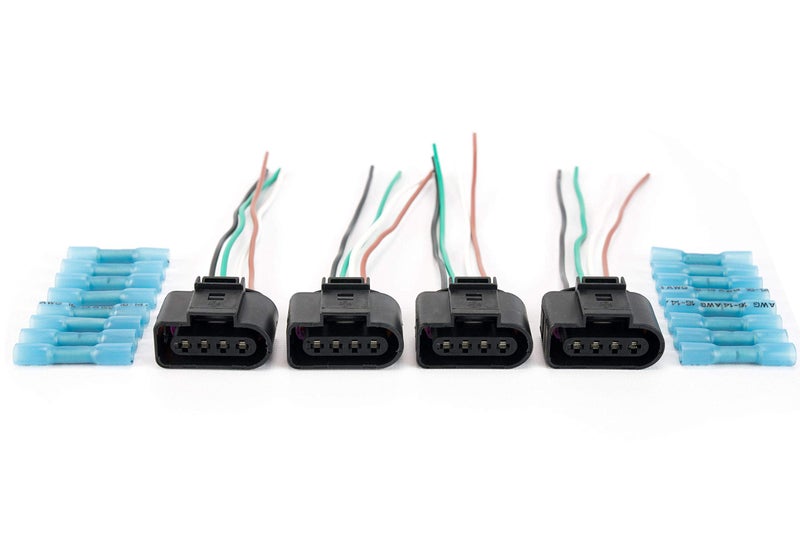 AA Ignition Ignition Coil Pack Replacement Connector - Wire Harness - Set of 4 - Compatible with Volkswagen VW & Audi 1.8T, 2.0T, 2.5L, 3.2L, 4.2L Vehicles - Image 1