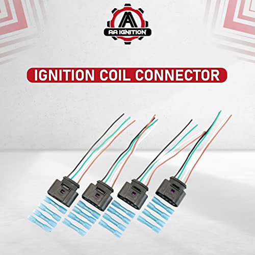 AA Ignition Ignition Coil Pack Replacement Connector - Wire Harness - Set of 4 - Compatible with Volkswagen VW & Audi 1.8T, 2.0T, 2.5L, 3.2L, 4.2L Vehicles - Image 4