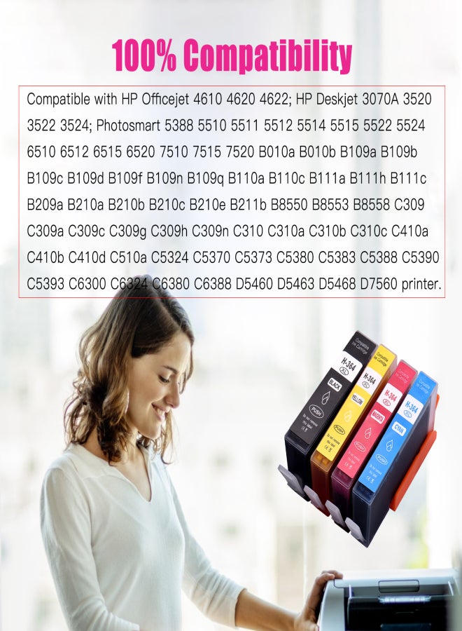خراطيش حبر بديلة لطابعات HP 364XL، متوافقة مع طابعات HP Photosmart 5388، 5510، 5522، 7510، 7520، B8550، B8553، B8558، C309، C309a، وHP Officejet 4610، 4620، 4622، وHP Deskjet 3070A، 3520، 3522، 4622، عبوة من 4 خراطيش - Image 5