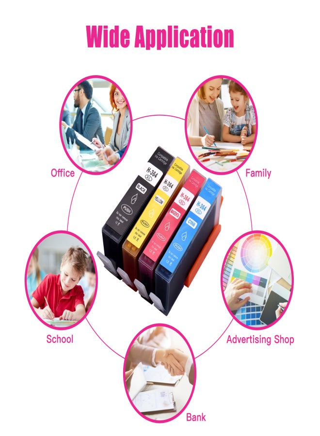 خراطيش حبر بديلة لطابعات HP 364XL، متوافقة مع طابعات HP Photosmart 5388، 5510، 5522، 7510، 7520، B8550، B8553، B8558، C309، C309a، وHP Officejet 4610، 4620، 4622، وHP Deskjet 3070A، 3520، 3522، 4622، عبوة من 4 خراطيش - Image 2
