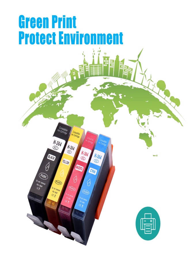 خراطيش حبر بديلة لطابعات HP 364XL، متوافقة مع طابعات HP Photosmart 5388، 5510، 5522، 7510، 7520، B8550، B8553، B8558، C309، C309a، وHP Officejet 4610، 4620، 4622، وHP Deskjet 3070A، 3520، 3522، 4622، عبوة من 4 خراطيش - Image 3