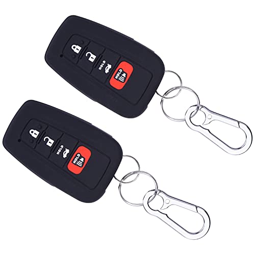 Wisdompro 2 Pcs Silicone Key FOB Cover for Toyota Camry Corolla Highlander RAV4 Prius Avalon C-HR 2019 2020 2021, Smart Remote Control Protector Case with Keychain - Image 1