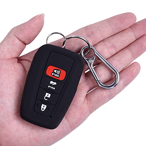 Wisdompro 2 Pcs Silicone Key FOB Cover for Toyota Camry Corolla Highlander RAV4 Prius Avalon C-HR 2019 2020 2021, Smart Remote Control Protector Case with Keychain - Image 3