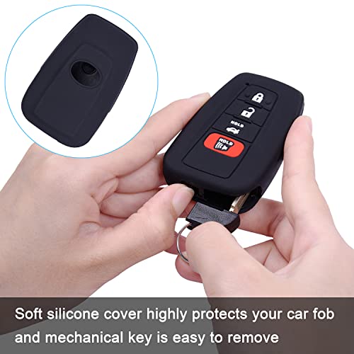 Wisdompro 2 Pcs Silicone Key FOB Cover for Toyota Camry Corolla Highlander RAV4 Prius Avalon C-HR 2019 2020 2021, Smart Remote Control Protector Case with Keychain - Image 4