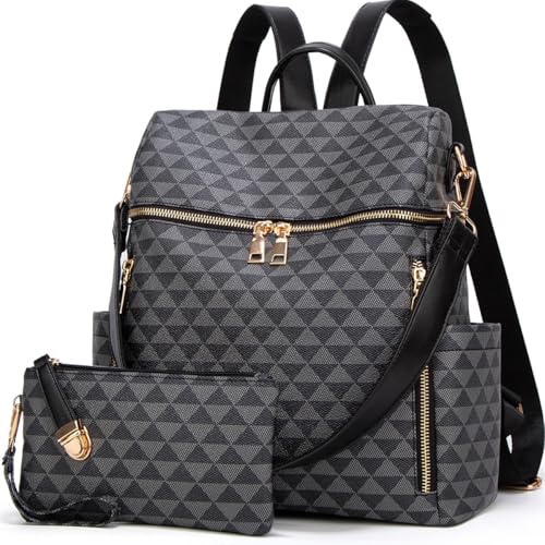 Makes Backpack Purse for Women PU Leather Travel Satchel Handbag Convertible Design Bag with Purse 2 Piece