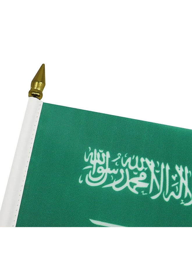 إيليلي مجموعة أعلام مكتبية سعودية، علم عربي، حامل طاولة قابل للتعديل مع علم واحد وقاعدة دائرية، مثالي للمكاتب والفعاليات وتزيين اليوم الوطني - Image 4