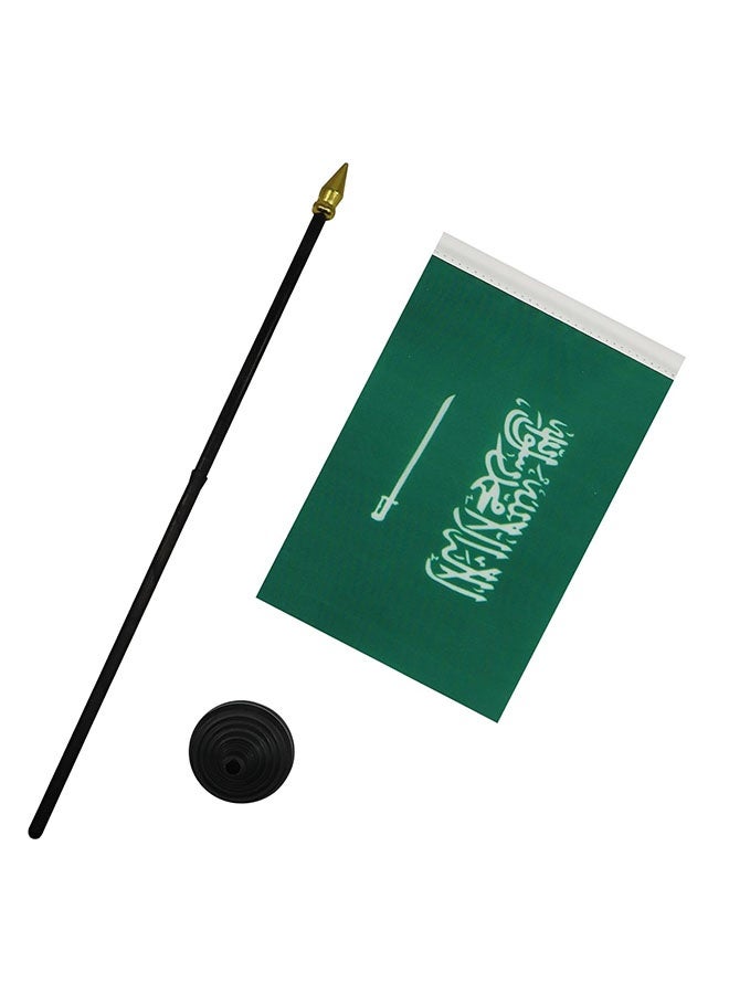 إيليلي مجموعة أعلام مكتبية سعودية، علم عربي، حامل طاولة قابل للتعديل مع علم واحد وقاعدة دائرية، مثالي للمكاتب والفعاليات وتزيين اليوم الوطني - Image 3